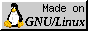 made on gnu/linux, tux graphic to the left